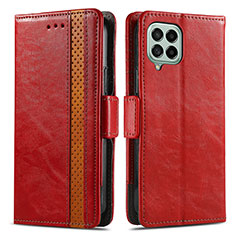 Custodia Portafoglio In Pelle Cover con Supporto S02D per Samsung Galaxy M53 5G Rosso