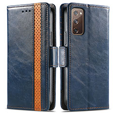 Custodia Portafoglio In Pelle Cover con Supporto S02D per Samsung Galaxy S20 FE 5G Blu