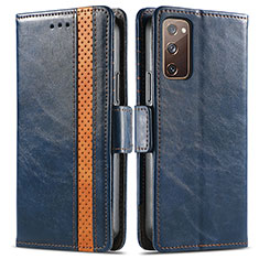 Custodia Portafoglio In Pelle Cover con Supporto S02D per Samsung Galaxy S20 Lite 5G Blu