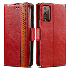 Custodia Portafoglio In Pelle Cover con Supporto S02D per Samsung Galaxy S20 Lite 5G Rosso