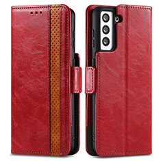 Custodia Portafoglio In Pelle Cover con Supporto S02D per Samsung Galaxy S21 FE 5G Rosso