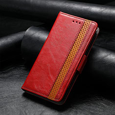Custodia Portafoglio In Pelle Cover con Supporto S02D per Samsung Galaxy S21 Ultra 5G Rosso