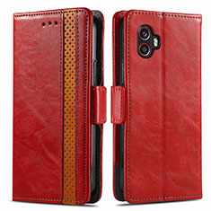 Custodia Portafoglio In Pelle Cover con Supporto S02D per Samsung Galaxy XCover 6 Pro 5G Rosso