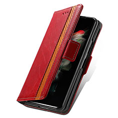 Custodia Portafoglio In Pelle Cover con Supporto S02D per Samsung Galaxy Z Fold3 5G Rosso