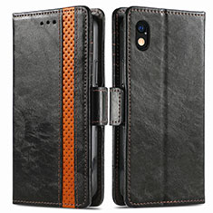 Custodia Portafoglio In Pelle Cover con Supporto S02D per Sony Xperia Ace III Nero