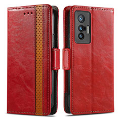 Custodia Portafoglio In Pelle Cover con Supporto S02D per Vivo X70 5G Rosso