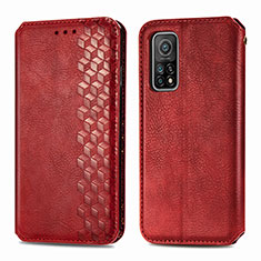 Custodia Portafoglio In Pelle Cover con Supporto S02D per Xiaomi Mi 10T Pro 5G Rosso