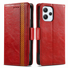 Custodia Portafoglio In Pelle Cover con Supporto S02D per Xiaomi Redmi 12 4G Rosso