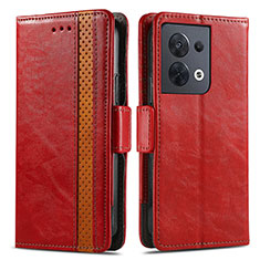 Custodia Portafoglio In Pelle Cover con Supporto S02D per Xiaomi Redmi Note 13 5G Rosso