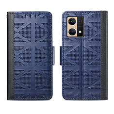 Custodia Portafoglio In Pelle Cover con Supporto S03D per Oppo Reno8 4G Blu