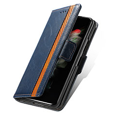 Custodia Portafoglio In Pelle Cover con Supporto S03D per Samsung Galaxy Z Fold3 5G Blu