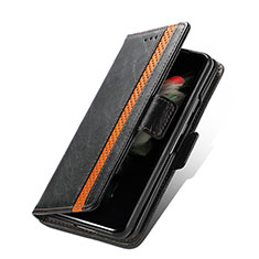 Custodia Portafoglio In Pelle Cover con Supporto S03D per Samsung Galaxy Z Fold4 5G Nero