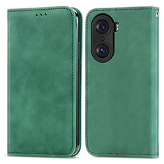 Custodia Portafoglio In Pelle Cover con Supporto S04D per Huawei Honor 60 5G Verde