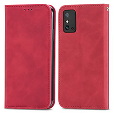 Custodia Portafoglio In Pelle Cover con Supporto S04D per Huawei Honor X10 Max 5G Rosso