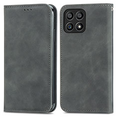 Custodia Portafoglio In Pelle Cover con Supporto S04D per Huawei Honor X30i Grigio