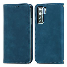 Custodia Portafoglio In Pelle Cover con Supporto S04D per Huawei P40 Lite 5G Blu