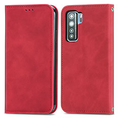 Custodia Portafoglio In Pelle Cover con Supporto S04D per Huawei P40 Lite 5G Rosso