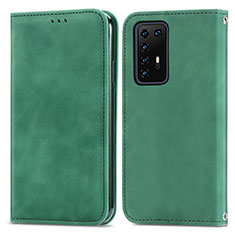 Custodia Portafoglio In Pelle Cover con Supporto S04D per Huawei P40 Pro Verde