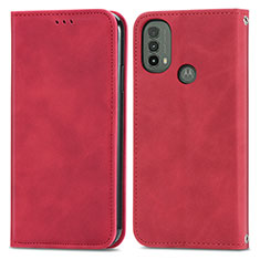 Custodia Portafoglio In Pelle Cover con Supporto S04D per Motorola Moto E40 Rosso