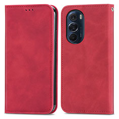 Custodia Portafoglio In Pelle Cover con Supporto S04D per Motorola Moto Edge 30 Pro 5G Rosso