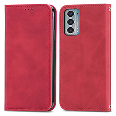 Custodia Portafoglio In Pelle Cover con Supporto S04D per Motorola Moto Edge Lite 5G Rosso