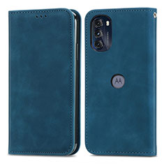 Custodia Portafoglio In Pelle Cover con Supporto S04D per Motorola Moto G 5G (2022) Blu