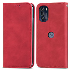 Custodia Portafoglio In Pelle Cover con Supporto S04D per Motorola Moto G 5G (2022) Rosso