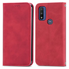 Custodia Portafoglio In Pelle Cover con Supporto S04D per Motorola Moto G Pure Rosso