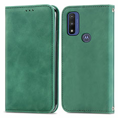 Custodia Portafoglio In Pelle Cover con Supporto S04D per Motorola Moto G Pure Verde