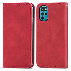 Custodia Portafoglio In Pelle Cover con Supporto S04D per Motorola Moto G22 Rosso