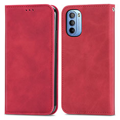 Custodia Portafoglio In Pelle Cover con Supporto S04D per Motorola Moto G41 Rosso