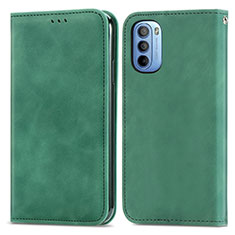 Custodia Portafoglio In Pelle Cover con Supporto S04D per Motorola Moto G41 Verde