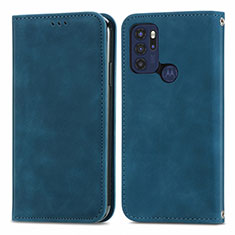 Custodia Portafoglio In Pelle Cover con Supporto S04D per Motorola Moto G60s Blu