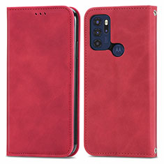 Custodia Portafoglio In Pelle Cover con Supporto S04D per Motorola Moto G60s Rosso