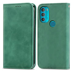 Custodia Portafoglio In Pelle Cover con Supporto S04D per Motorola Moto G71 5G Verde