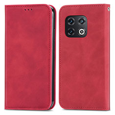 Custodia Portafoglio In Pelle Cover con Supporto S04D per OnePlus 10 Pro 5G Rosso