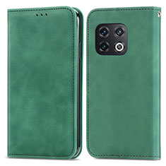 Custodia Portafoglio In Pelle Cover con Supporto S04D per OnePlus 10 Pro 5G Verde