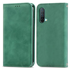 Custodia Portafoglio In Pelle Cover con Supporto S04D per OnePlus Nord CE 5G Verde