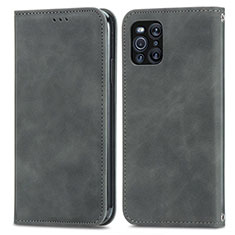 Custodia Portafoglio In Pelle Cover con Supporto S04D per Oppo Find X3 5G Grigio