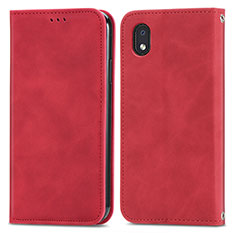 Custodia Portafoglio In Pelle Cover con Supporto S04D per Samsung Galaxy A01 Core Rosso
