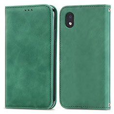 Custodia Portafoglio In Pelle Cover con Supporto S04D per Samsung Galaxy A01 Core Verde