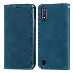 Custodia Portafoglio In Pelle Cover con Supporto S04D per Samsung Galaxy A01 SM-A015 Blu