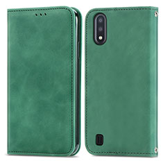 Custodia Portafoglio In Pelle Cover con Supporto S04D per Samsung Galaxy A01 SM-A015 Verde