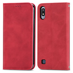 Custodia Portafoglio In Pelle Cover con Supporto S04D per Samsung Galaxy A10 Rosso