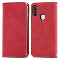 Custodia Portafoglio In Pelle Cover con Supporto S04D per Samsung Galaxy A11 Rosso