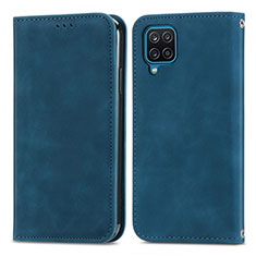 Custodia Portafoglio In Pelle Cover con Supporto S04D per Samsung Galaxy A12 Nacho Blu