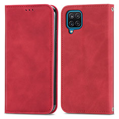 Custodia Portafoglio In Pelle Cover con Supporto S04D per Samsung Galaxy A12 Nacho Rosso