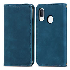 Custodia Portafoglio In Pelle Cover con Supporto S04D per Samsung Galaxy A20e Blu