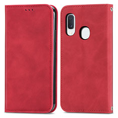 Custodia Portafoglio In Pelle Cover con Supporto S04D per Samsung Galaxy A20e Rosso