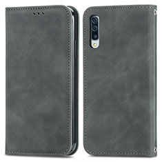 Custodia Portafoglio In Pelle Cover con Supporto S04D per Samsung Galaxy A30S Grigio